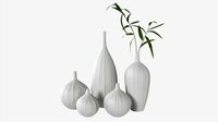 Ceramic white vase set with plants