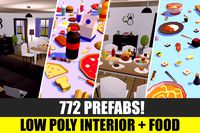 Low Poly Cartoon House Interior + Food Bundle