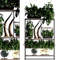 shelf rack with decor and plants