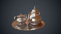 victorian era silver teapot low-poly