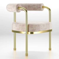 Mid-Century Modern Dining Room Chair Neutral Velvet & Golden Polished Brass  (341831)