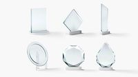 Glass Award Trophy Shapes - crystal plaque trophies set
