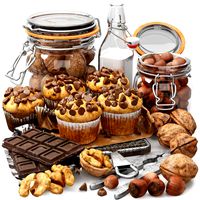 Chocolate muffins and nuts set (342596)