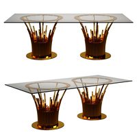 Clement Gold Glass Dining Table (342673)