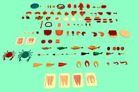 Low Poly Fresh Meat Chicken Fish Seafoods Ham Charcuterie Delicatessen Pack