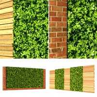 Brick and wood hedge plant wall (343260)