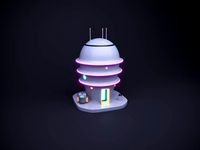 Cute cartoon sci-fi futuristic privat house Low Poly