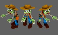 Toon Cowboy Zombie Character 3D Model