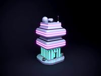Cute cartoon sci-fi futuristic privat house Low Poly v2