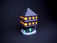 Cute cartoon sci-fi futuristic privat house Low Poly variation 3
