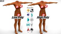 female body low poly - high poly