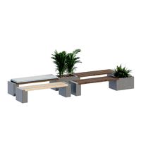 Teak concrete bench and plant (346165)