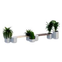 Outdoor concrete hexagon bench and plants (346080)