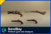 Flintlock pirate guns and shotguns and hand cannons collection