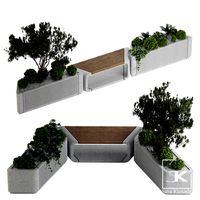 Concrete Flowerpot with Bench (346875)