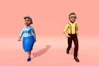 Stylized Cartoon Low Poly Elders Grandmother &amp; Grandfather Character Set Pack