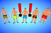 LOW POLY CARTOON MALE BOXER/SPORTS CHARACTER w/BLENDSHAPES + ANIMATED PUNCH BAG!