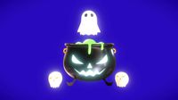 3D stylized cauldron - Halloween illustration
