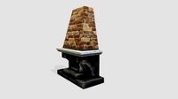 Low Poly Old Fireplace Indoor or Outdoor