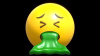 Green Vomit Yellow Ball Emoticon Emoji or Smiley