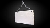 3D Wooden Sign With Chains - High Poly