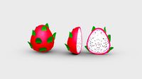 Cartoon dragon fruit - pitaya and slice