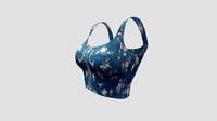 Female Flowers Print Denim Bralet