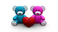 Two teddy bear plush toys with heart