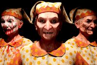 Scary old woman clown