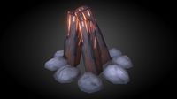 Low poly stylized campfire