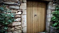 Wooden New Door And Stone Wall highpoly