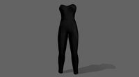 Female Black Strapless Jumpsuit