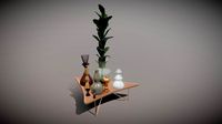 Coffee Table with Vases and Plant