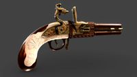 Double Barrel Flintlock Pistol
