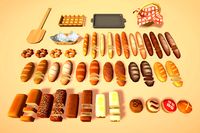 Low Poly Cute and Tasty Bakery Products