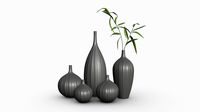 Ceramic dark vase set with plants