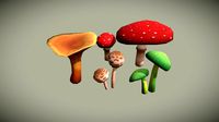 Low-poly Hand Painted Mushroom (set1)