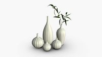 Ceramic white vase set with plants