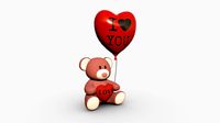 Bear teddy plush toy with heart and balloon