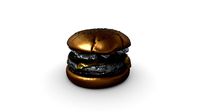 Metallic gold and silver burger