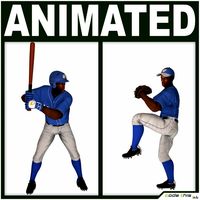 Black Baseball Players Batter and Pitcher 3D Model