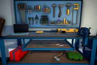Workshop - Workbench with Tools - Low Poly