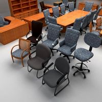 Full Set of Office furniture 3D Model