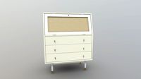 Bund Woody White Rattan 3-Drawer Dresser