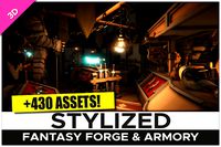 STYLIZED Fantasy Forge &amp; Armory - Low Poly 3D Art
