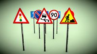 Road signs PBR low-poly game ready Low-poly 3D m