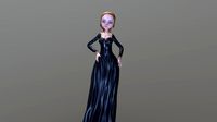 chica anime realista con vestido largo de fiesta