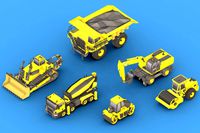 Collection Construction Vehicles Low- Poly_1