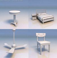 Fan desk bed chair 3D Model