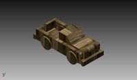 Wooden toy pickup truck